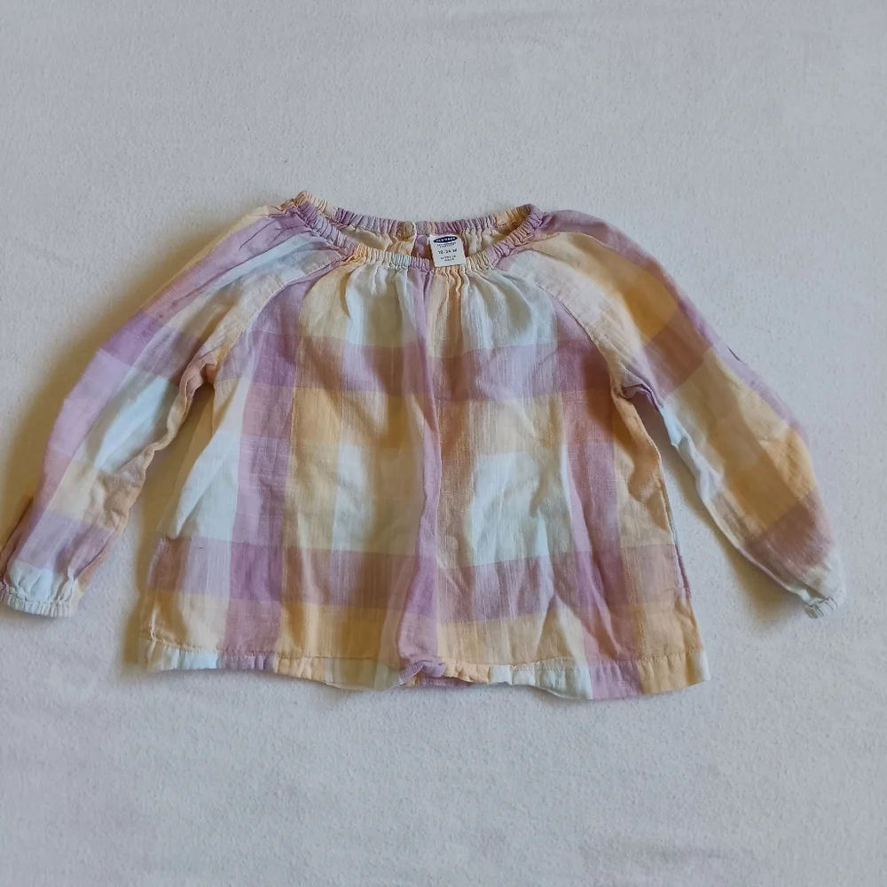 Old Navy Sz 18-24M Plaid 100% Cotton Top